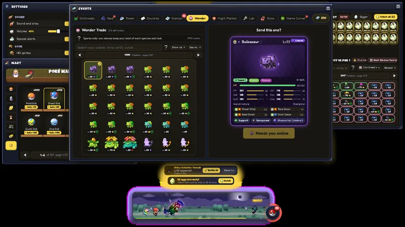 Wonder Trade screen